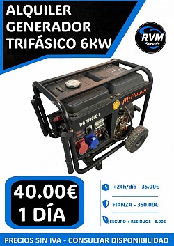 ALQUILER GENERADOR TRIFÁSICO 6KW